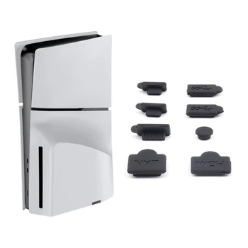 8Pcs Negru Dop de Praf Pentru PS5 Slim Consola de Praf Protector Capsulă Capac Dustproof Plug Pentru PS5 Slim Consola de jocuri Accesorii