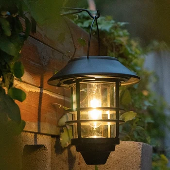 2 buc Felinar Solar în aer liber Decorative Lampion de Perete Cu Cârlige de Metal rezistent la apă Solar Lumini în aer liber Cu Clar Sticlă Durabil