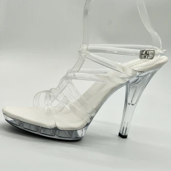 LAIJIANJINXIA Noi 13CM/5inches PVC Superioară Model Sexy Exotice cu Toc Platforma Partidului Femei Sandale Polul Pantofi de Dans N008