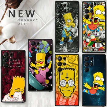 Disney Bart Simpson Pentru Samsung Galaxy S23 S22 S21 S20 FE S10 S10E S9 Plus Ultra Pro Lite 5G Negru Caz de Telefon