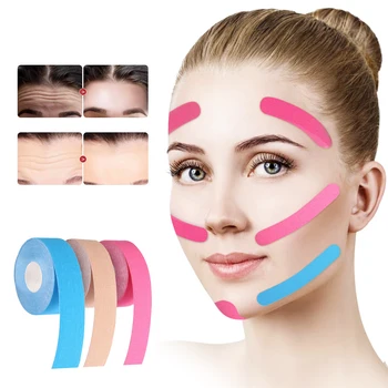2,5 CM*5M Kinesiology Tape Pentru Fata V Wrinkle Remover Autocolant de Îngrijire a Pielii Faciale Instrument de Gât Ochi de Ridicare Bandă Bandagem Elastica