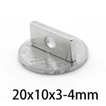 5-100buc 20*10*3-4 mm magnet Neodim cu gaura de pământuri Rare Puternic dreptunghi permanent frigider Neodim Magneți inel 20x10x3-4mm