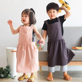 Șorțuri Copiii Japonezi Bumbac, Cânepă Pictura Antivegetative Moale Si Confortabil Guler Pătrat De Curățare De Uz Casnică Instrumente Cutat