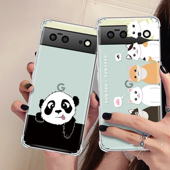 Pentru Google Pixel 7 7a Telefon Caz Panda Drăguț pentru a Acoperi Pixel 7Pro 6a 6 6Pro la Șocuri Moale TPU Lux Transparent Fundas