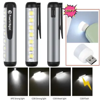 USB Reîncărcabilă Mini Lanterna LED-uri Cu Clip Magnet Lumina Felinar Portabil de Urgență de Tip C Lumina rezistent la apa Lanterna