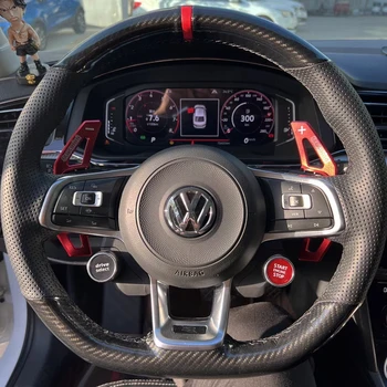 Personalizat Capac Volan Fibra de Carbon din Piele Pentru Volkswagen VW Golf R MK7 Golf 7 GTI VW Polo GTI, Scirocco 2015 2016