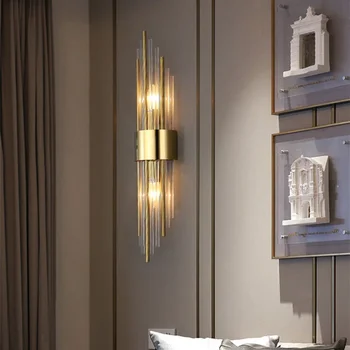 De lux CONDUS de Aur Moderne de Perete de Lumină de Cristal Lampă de Perete Iluminat Interior Tranșee Home Decor pentru Camera de zi Dormitor Noptieră Scari