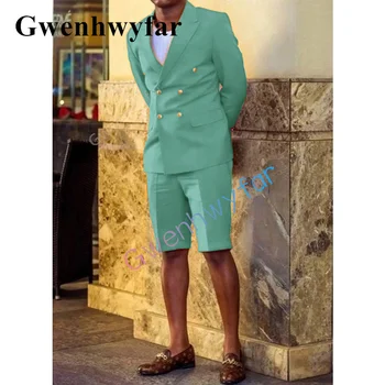 Gwenhwyfar Noi De Vara Verde De Nunta Mirele Dublu Rânduri Costum Casual Cool Stil Smoching Moda 2 Bucata Set