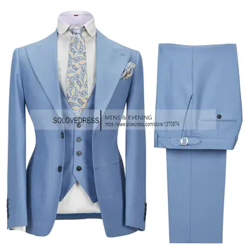 Slim Fit Fashion 3 Bucată Costume pentru Bărbați de Afaceri Formal Smoching Domnilor Nunta Mirele Reguli Sacou + Pantaloni +Vesta