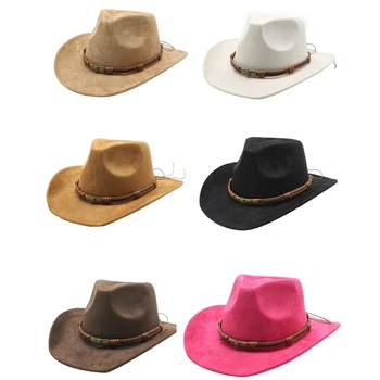 Mai multe Culori Respirabil Pălărie de Cowboy Refuz Curbate Palarie Casual Sunproof Pălărie cu Etnică Pălărie Coarda Decor