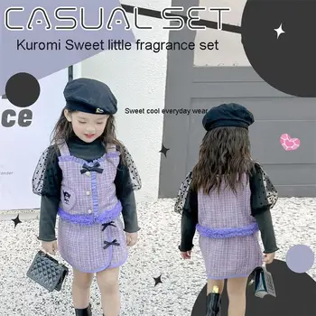Kawaii Copii Vesta De Costum Rochie Anime Kuromi Dulce Stil Rece Toamna Iarna Cămașă Rochie Fete Pic De Parfum Tops Set Cadou Fată