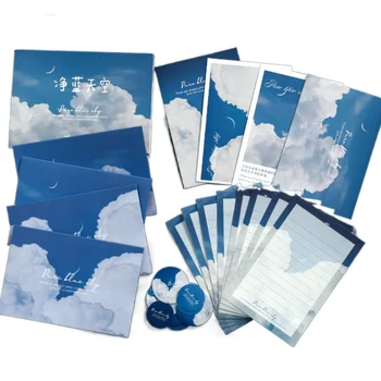 Cer Nor Printuri Scrisoare carte Poștală de Hârtie Plic Set de Etanșare cu Eticheta Autocolant carte Poștală de Epocă Scrisoare de Rechizite Școlare