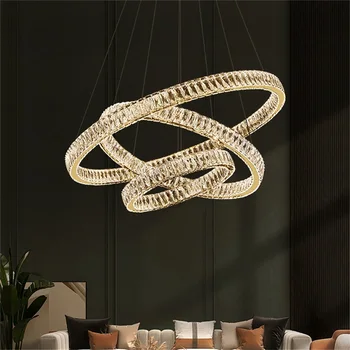 TEMAR Moderne de Lux Pandantiv Lampă cu LED-uri Corpuri de iluminat Decorative Rotunde de Cristal Candelabru de Iluminat Pentru Camera de zi Dormitor Hotel
