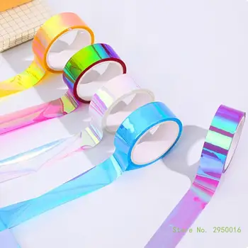 6 Role Curcubeu Colorat Banda de Mascare Ambarcațiuni Multi Colorate Banda de Mascare pentru Boy Fata de Proiect DIY de Codificare & Decoratiuni de Arta