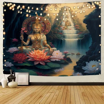 Datura Buddha decorative tapiserie psihedelice Buddha decorative tapiserie yoga meditație boem, hippie tapiserie de perete