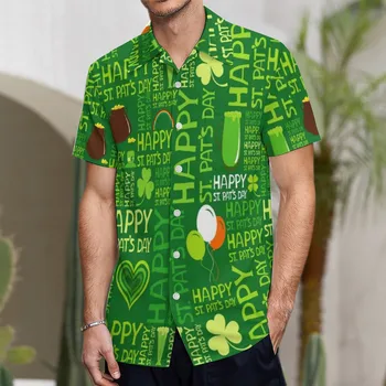 Bărbați scrisoare de imprimare tricou Irlandez-Naționale-Ziua Trifoi Bluze sfântului Patrick-Ziua Topuri camasi barbati Verde cu Maneci camisas de hombre