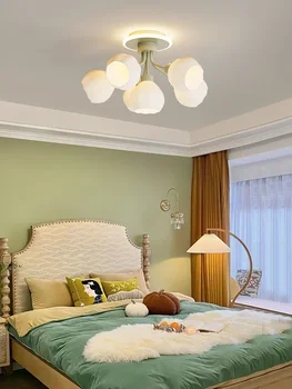 Dormitorul Candelabru Confortabil și Romantic Tavan corp de Iluminat Montat pe o Suprafață a corpului de Iluminat Crema Stil Nou