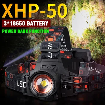 Cel mai Puternic XHP50 Led Far 8000LM Cap Lampa USB Reîncărcabilă Faruri Impermeabil Zooma de Pescuit de Utilizare a Luminii Baterie 18650