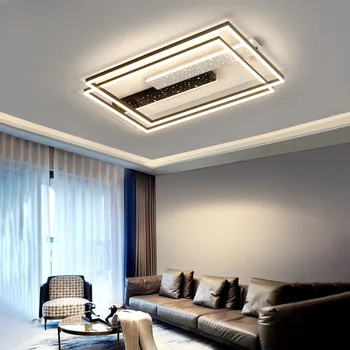 Modern, Simplu, Negru, Fier de Linie Dreptunghi Lampă de Tavan cu LED Dimming Iluminat Dormitor Living Room Decor Studiu de Prindere 110x70cm