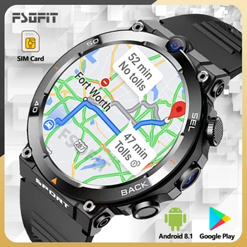 Camera dublă 4G de Rețea, de Cartela SIM Smart Watch 1.39 inch, GPS, Wifi, NFC Accidentat 64G-ROM-ul Google Play IP67 Android Bărbați Femei Smartwatch