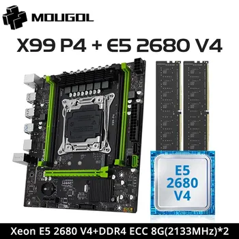 MOUGOL X99 Gaming Placa de baza Stabilit cu procesor Intel Xeon E5 2680 V4 CPU& DDR4 8Gx2 2133 mhz Dual Channel RAM ECC M. 2 NVME pentru Desktop PC