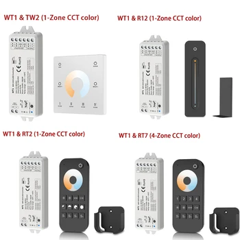 WT1 Tuya Wifi LED Dimmer DC12V 24V 2CH*5A WW CW CCT Controller 2.4 G RF 4-zona de la Distanță fără Fir Comutatorul de Atenuare de Viață Inteligentă fr Alexa