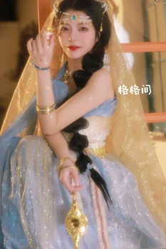 Vara Chineză Tradițională Hanfu pentru Femei Han Elemente Îmbunătățite Dans Basm Albastru Aladdin Dunhuang Rochie Accesorii de Par