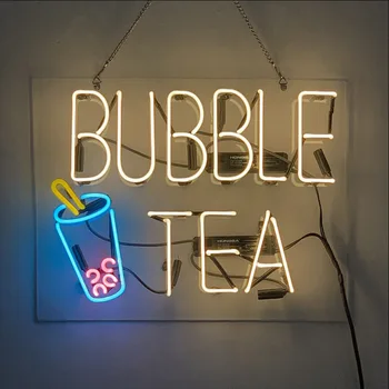 Bubble Ceașcă De Ceai Semn De Neon Lumina Personalizate Handmade Real Tub De Sticlă De Băutură Bar Magazin De Publicitate Partid Decor De Perete Display Lampa De 19