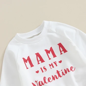 Valentine s Day copil Copil Fată Băiat Costum de Haine Scrisoare Tricou Top Elastic Talie Pantaloni Set Toamna Primavara