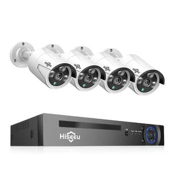 Hiseeu 3MP H. 265 8CH POE Securitatea Sistemului de camere de Supraveghere Kit CCTV Video NVR O Cale Audio de Detectare a Mișcării de Înregistrare IP Acasă