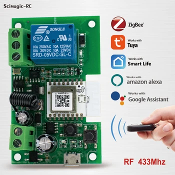 Zigbee Tuya 1ch Inteligent al Comutatorului Releului Modul Inteligent Comutator de Lumină RF433Mhz Control de la Distanță Comutator de Lumină de Lucru Cu Alexa de Start Google