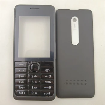 Pentru Nokia 301 Locuințe Complet Cazul de Fata Rama+Capac Baterie +Tastatura engleză (NICI un Mijloc Cadru) Piese de schimb