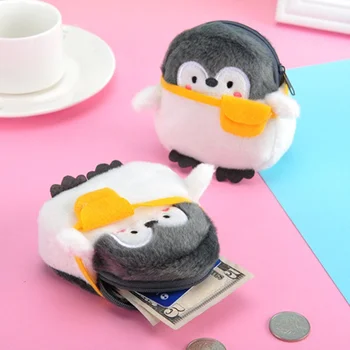 Desene animate Drăguț Pinguin Zero Portofel de Pluș pentru Copii Monede Student Cadou Cablu de Date Ruj Mic Sac de Depozitare