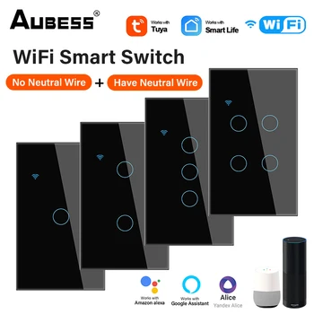 Tuya de Viață Inteligentă Casa WiFi Wireless de la Distanță Comutator de Perete Voice Control Touch Senzor de Lumină LED-uri Switch-uri Alexa Google Acasa 220V