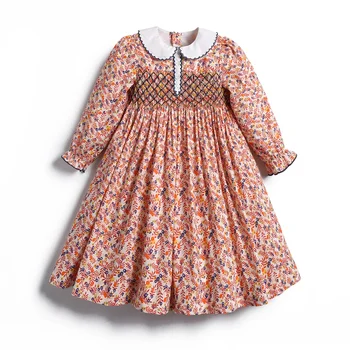 2023 Fata de Copil Copii Rochie de Epocă Florale de Toamna Rochii pentru Fete de tip Boutique Smocked Imprimare Rochii Costume Copii mici