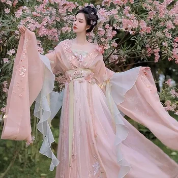 Chineză Hanfu Rochie Femei Imprimate Mari Camasa cu Maneci Hanfu Set de Carnaval Zana Cosplay Dress Hanfu Rochie de Dans