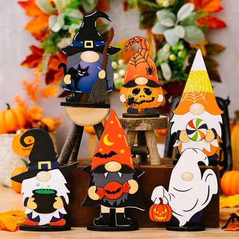 2023 Halloween Ornament din Lemn Gnome Fantoma Dovleac Gremlin DIY Artizanat Acasă Festival Petrecere de Halloween Decor Așchii de Lemn