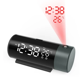 Digital de Proiectie Ceas cu Alarmă cu 180° Rotativ Proiector 4-Nivel de Luminozitate Dimmer Clar Afișaj LED Dual Alarma Snooze Model