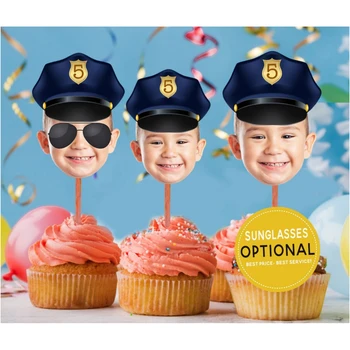 12 Poliție Cupcake Toppers, Foto Cupcake Toppers, TIPĂRIT Cupcake Toppers, Cupcake Toppers cu Fotografie, Poliția Temă Ziua de naștere