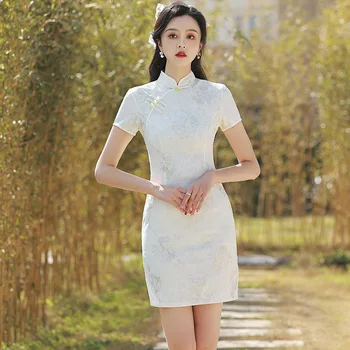 Cheongsam Tânăr Stil De Moda High End Confortabil Îmbunătățire Mult Mai Simple, Elegante Fata De Dantelă Albă 2023 Primavara-Vara Noi