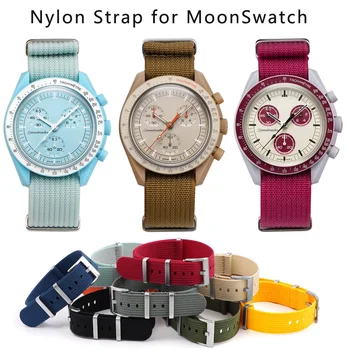 Sport Curea Nailon Pentru OMG Swc Comun Moonswatch 20mm Țesute Pânză Watchband Femei Bărbați Înlocuire Centura Trupa Încheietura mâinii