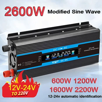 Masina de putere Invertor Sinus Modificat Val 1600W/2200W/2600W Invertor Solar DC12V la AC 220V USB Transformator Convertor 12-24V la 220V