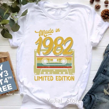 Făcut În 1982 Limited Edition Graphic Print T Shirt Femei Cadou Tricou Femme Harajuku Cămașă De Vară De Moda T-Shirt Femei Făcut În 1982 Limited Edition Graphic Print T Shirt Femei Cadou Tricou Femme Harajuku Cămașă De Vară De Moda T-Shirt Femei 0