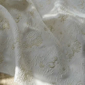 Aur de Mătase Fir de bumbac vopsit Bubble Tesatura Jacquard Usor Transparent alb Primavara-Vara Rochie de protecție Solară Tricou Inelastică Pânză