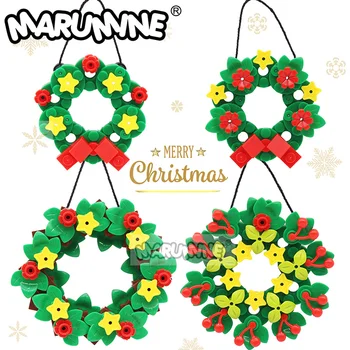 MARUMINE Mini Crăciun Ghirlanda de Flori Blocuri Model Kit Set Crăciun DIY Coroană de flori Pandantiv Decor MOC Cărămizi de Construcție Cadou Jucarii