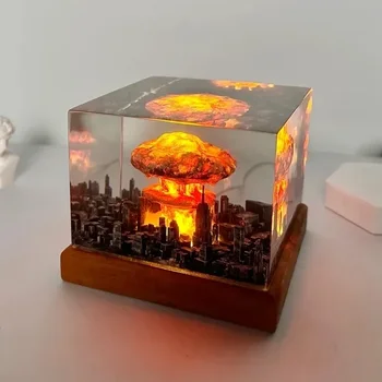 Explozie nucleară Bomba Ciupercă Lampă fără flacără de Lampă Pentru Curte Living Decor 3D Lumina de Noapte Reîncărcabilă