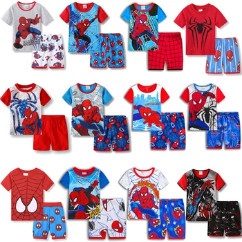 Copii Spider Batman Pijamale Vară cu mânecă Scurtă Tricou + pantaloni scurți de Sport Set Pijamale Copii Baieti Fete Pijamale Copii 2-7T