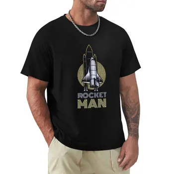 bumbac t-shirt negru Rocket Man T-Shirt cu maneci Scurte tee tricou om tricouri transpiratie o-gât t camasi barbati graphic t shirt