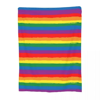 LGBT Pavilion Homosexual Merch Pătură Flanel Costum pentru Sezonul de Acasă, de Mână-trase de Curcubeu cu Dungi Arunca Pături