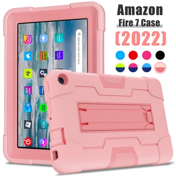 Armura Caz Pentru Amazon Foc 7 2022 Foc 7 Copii Tableta rezistenta la Socuri Built-in Kickstand Coperta 3-în-1 Hibrid Grele Coajă Robust